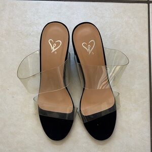Elegant Black and Clear Women's Slide Heels